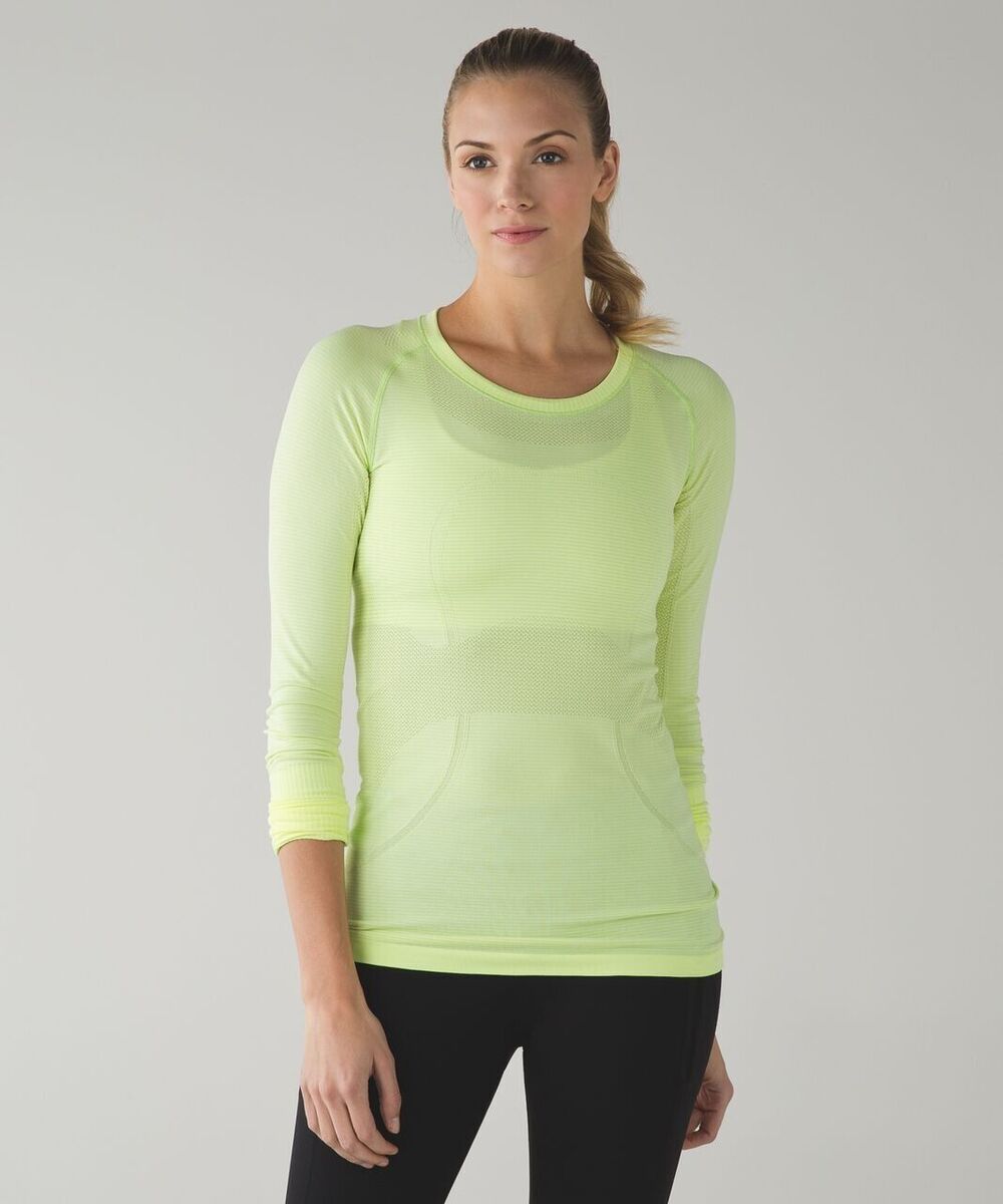 Lululemon Womens Shirt Green Swiftly Tech Long Sleeve Crew Neck Running Size 4